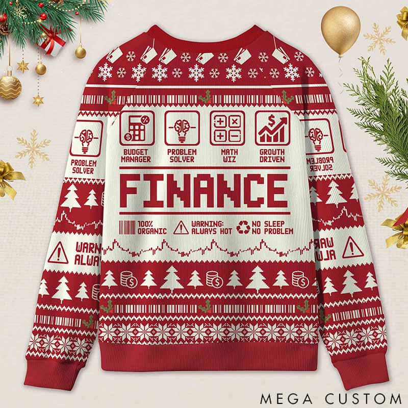 Personalized Funny Accounting Finance Ugly Christmas Sweater Gift for Accounting Finance Professionals