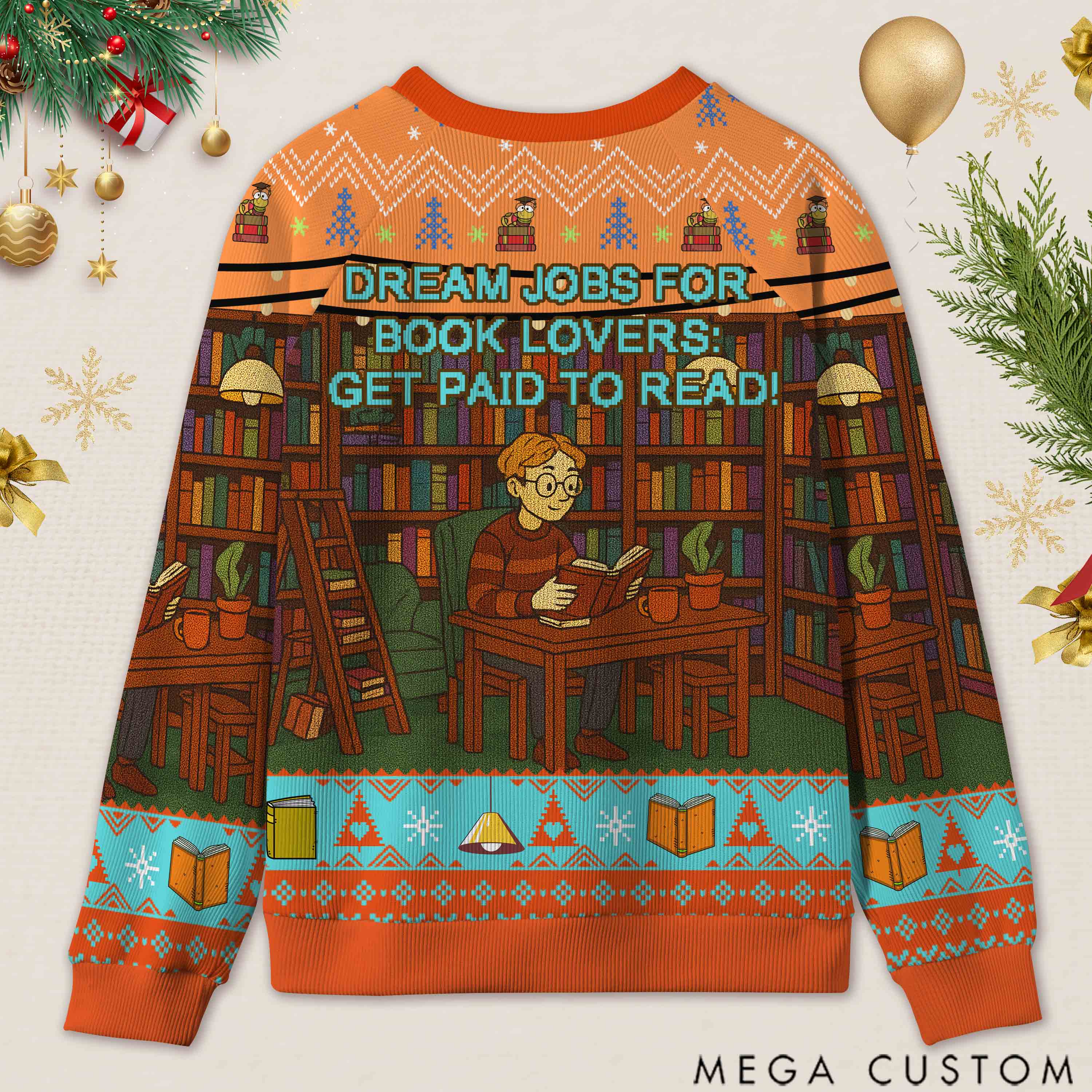 Personalized Freedom to Read Defiant Ugly Sweater Holiday Gift for Librarians