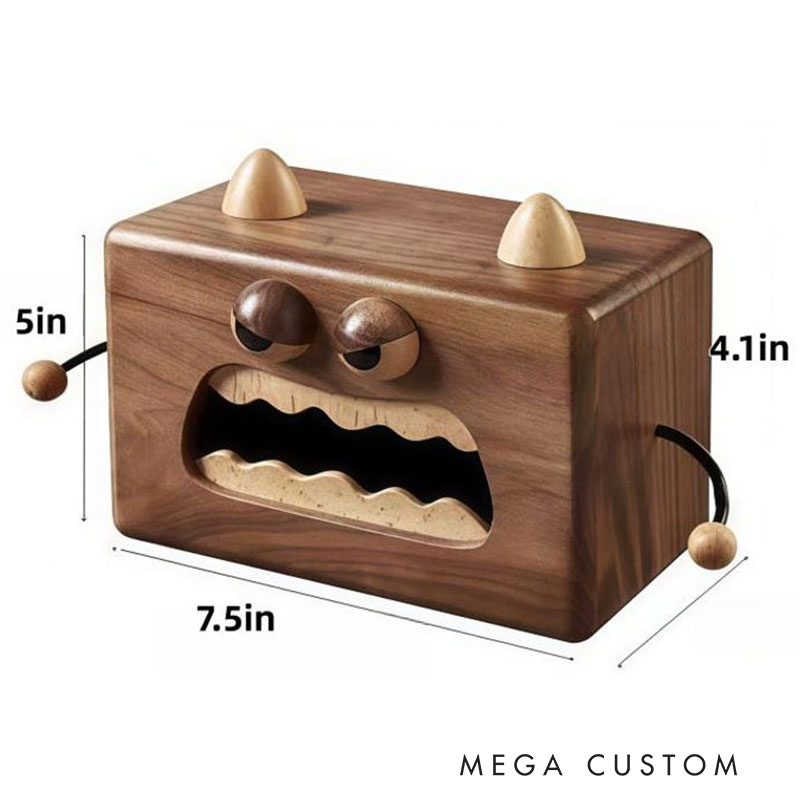 Handmade Wooden Monster Tissue Box Funny Cartoon Decor