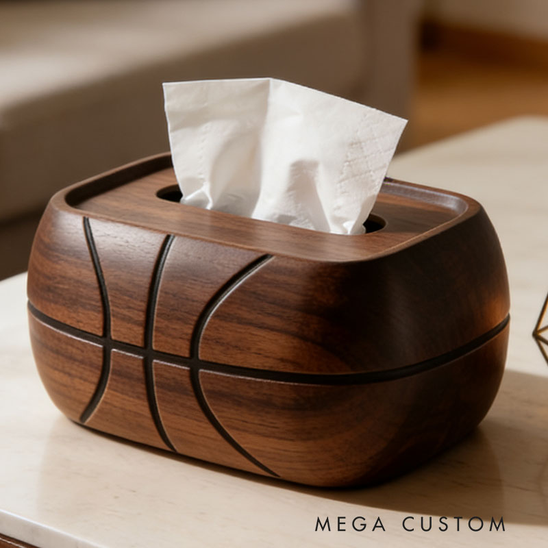 Handmade Wooden Basketball Tissue Box Funny Cartoon Decor