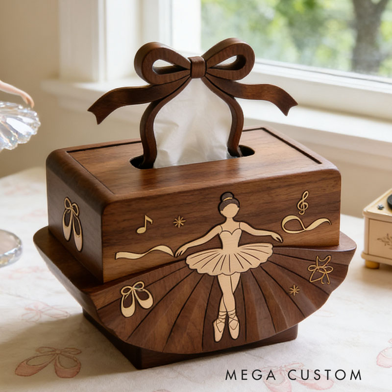 Handmade Wooden Ballet Tissue Box Funny Cartoon Decor