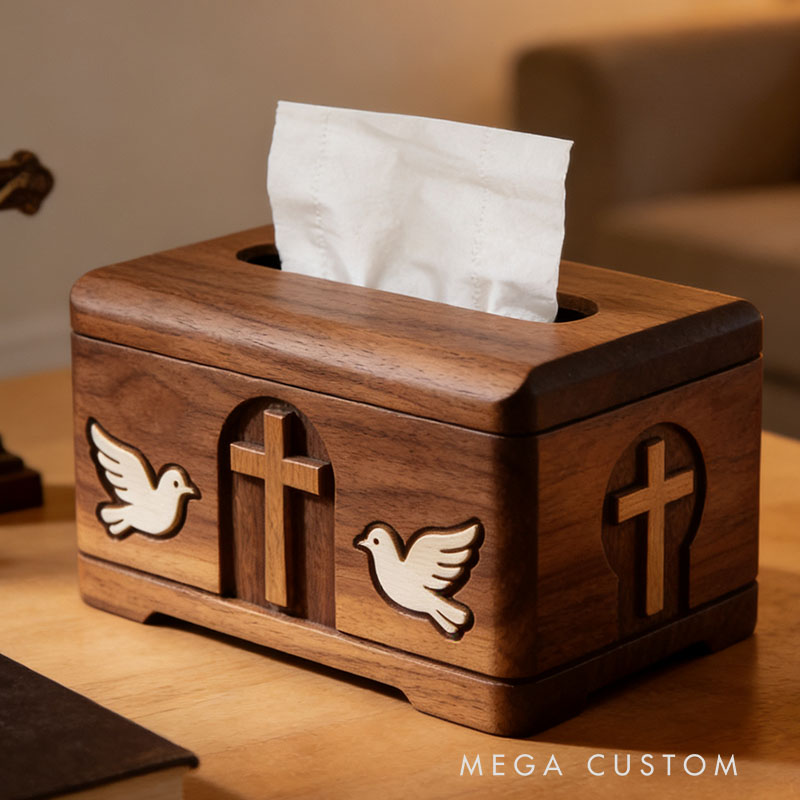 Handmade Wooden Christ Tissue Box Funny Cartoon Decor