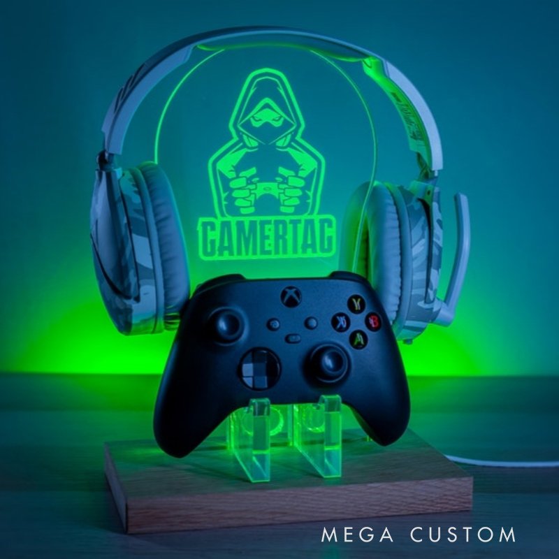 Personalized game stand night light for gamers Personalized Custom Controller LED Lamp -  RGB Gaming Desk Decor Gift