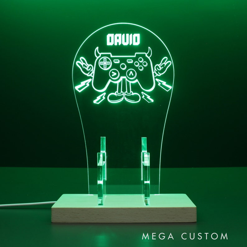 Personalized game stand night light for gamers Personalized Custom Controller LED Lamp -  RGB Gaming Desk Decor Gift
