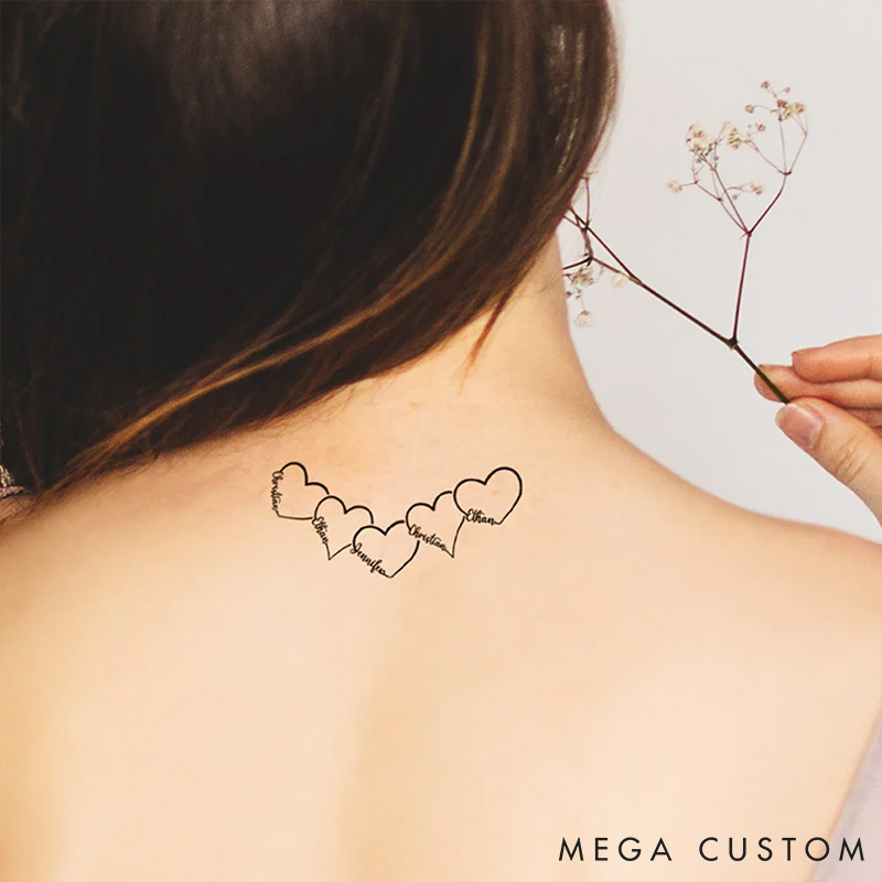 Personalized Couple Hearts Name Temporary Tattoo Custom Bestie Temporary Tattoo Wedding Anniversary Gift Valentines Day Gift for Girlfriend Boyfriend