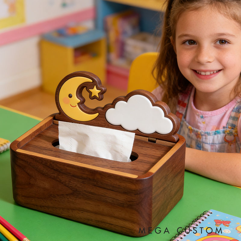 Handmade Wooden Magic Tissue Box Funny Cartoon Decor