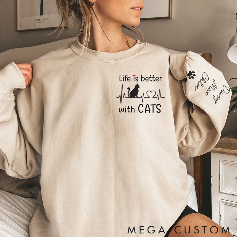 Personalized Cat Lover My Therapist has Whiskers Classic Sweatshirts