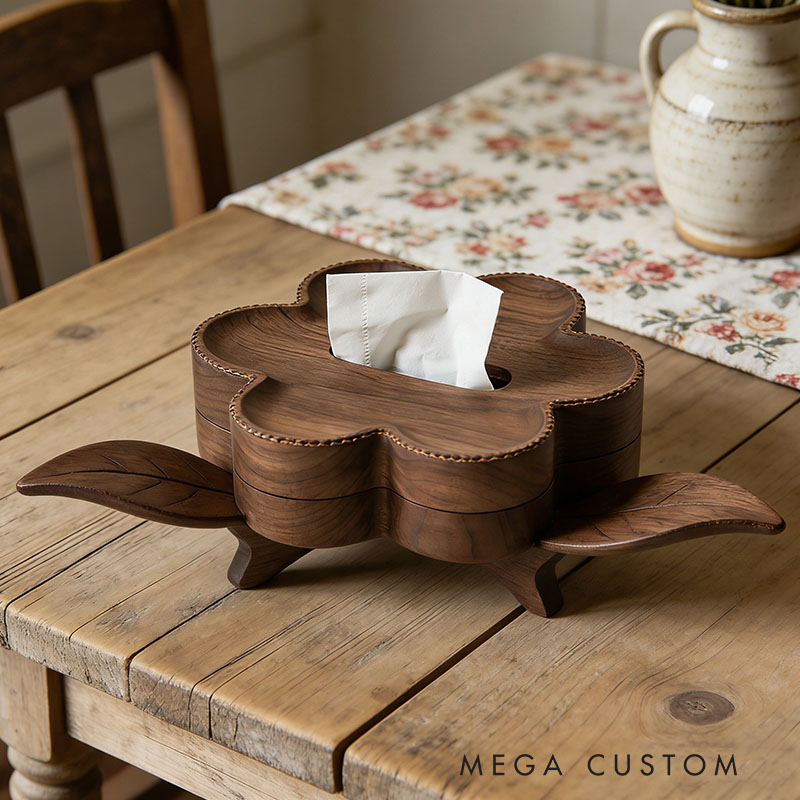Handmade Wooden Flowers Tissue Box Funny Cartoon Decor