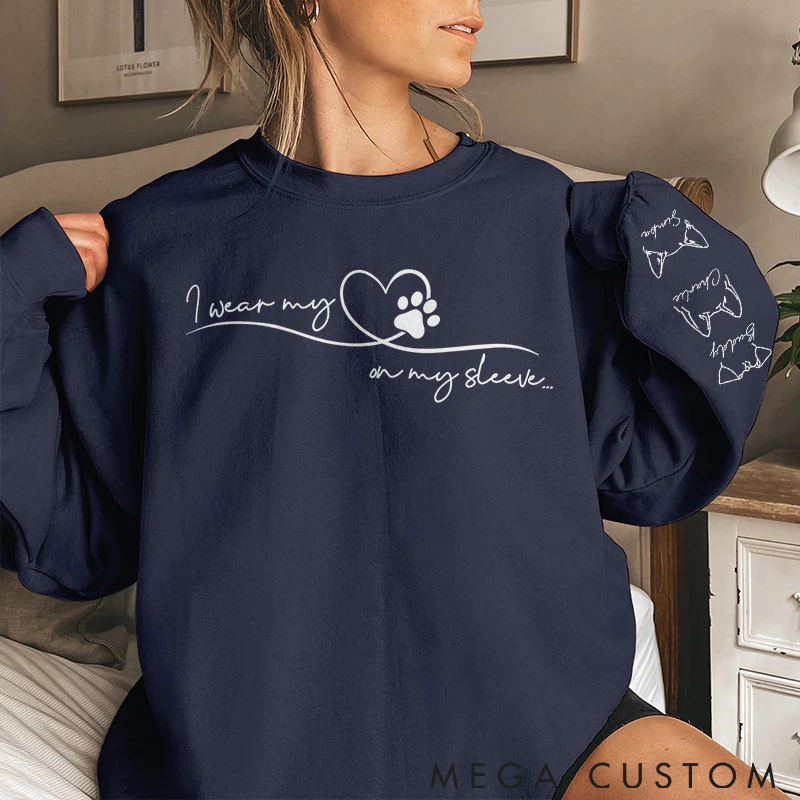 Personalized Pet Lover I Wear My Pets on My Sleeve Classic Sweatshirts