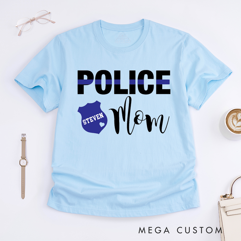 Personalized Policeman Police Mom Design Gift for Police Officer T-Shirt