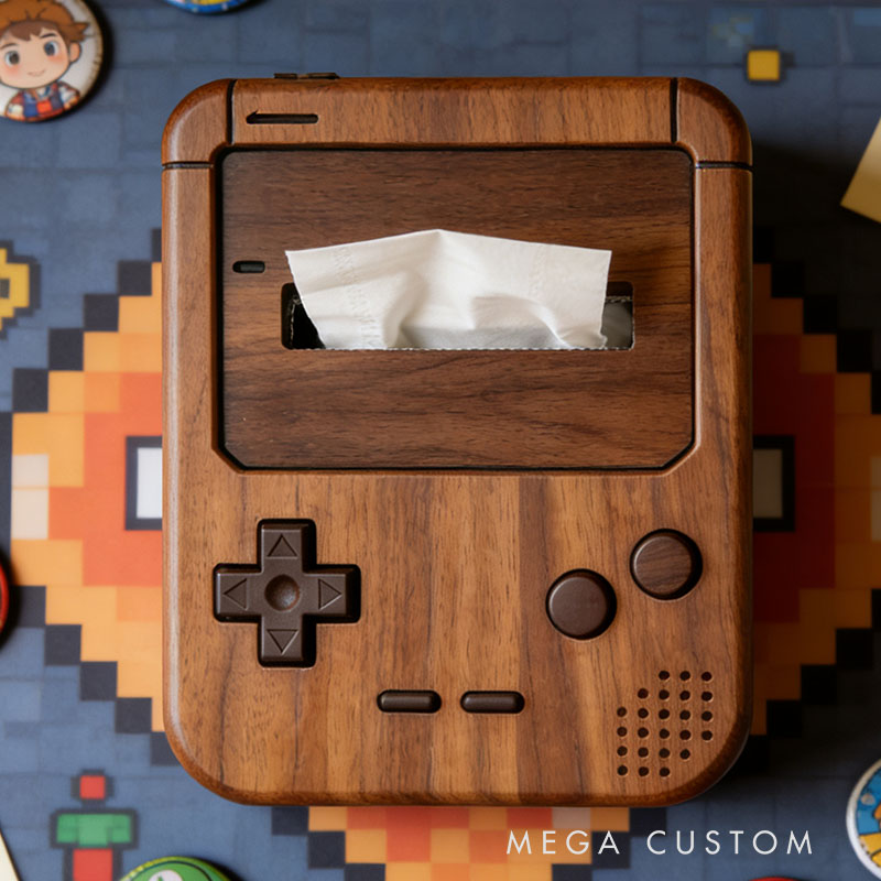 Handmade Wooden Game Console Tissue Box Funny Cartoon Decor