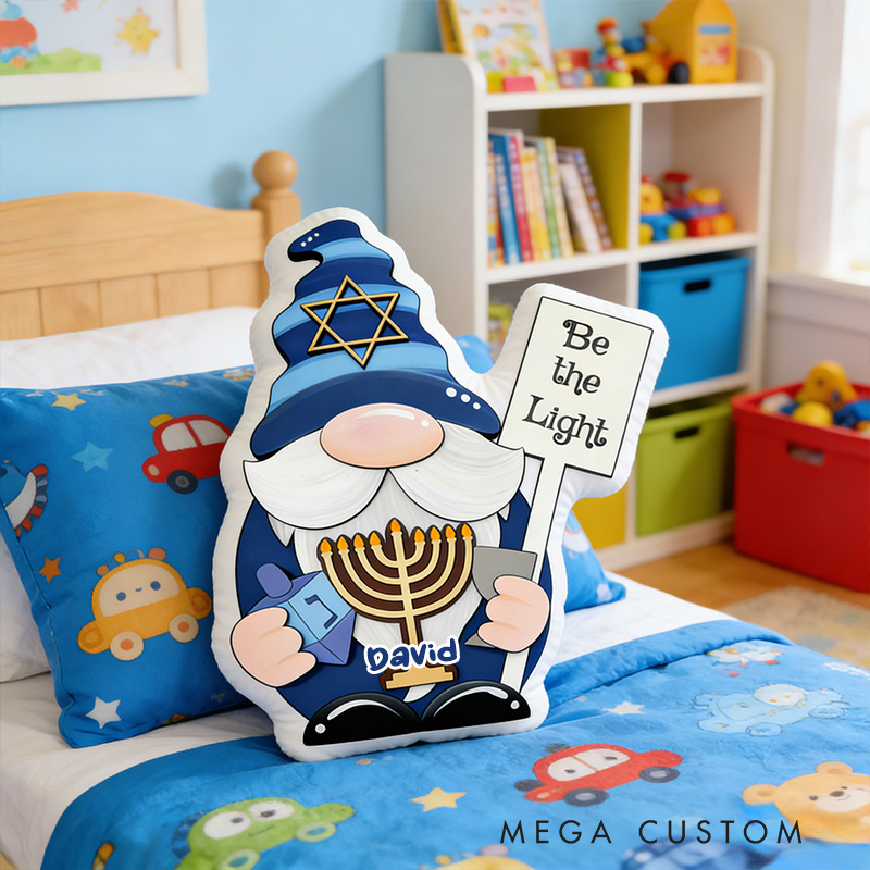 Personalized Hanukkah Gnome be the Light Pillow with Custom Name Religious Home Decor Happy Hanukkah Gift for Jewish Family