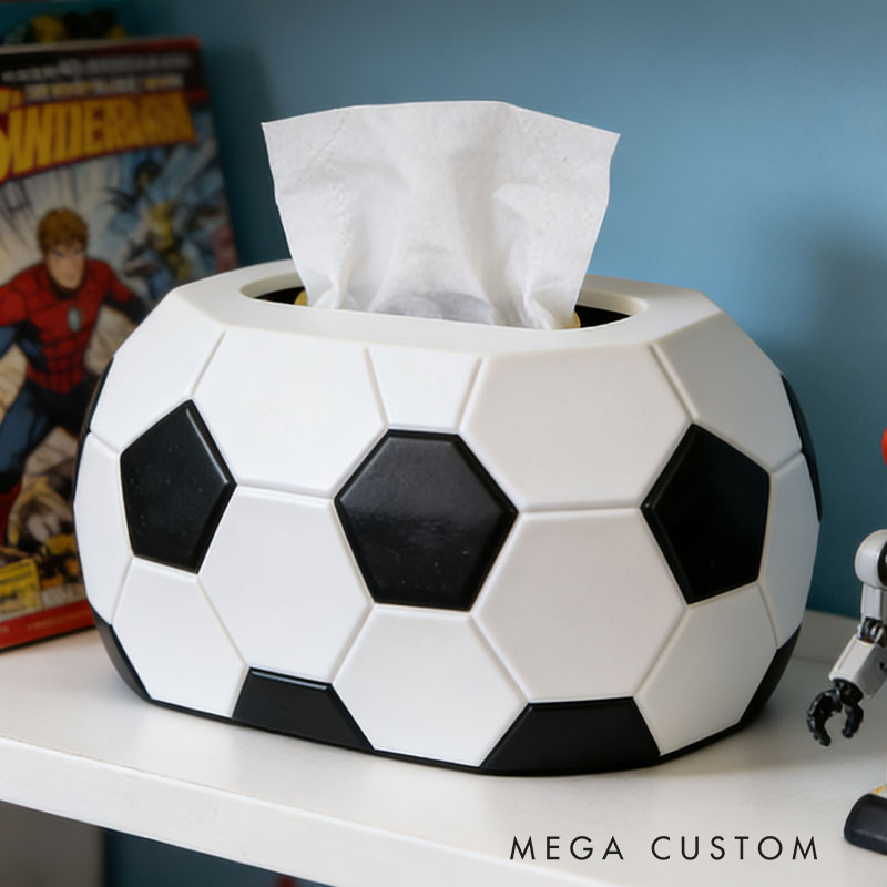 Football Tissue Box Cover 3D Printed Room Decor Cute Tissue Box Cover for Desk Room Kitchen or Bathroom