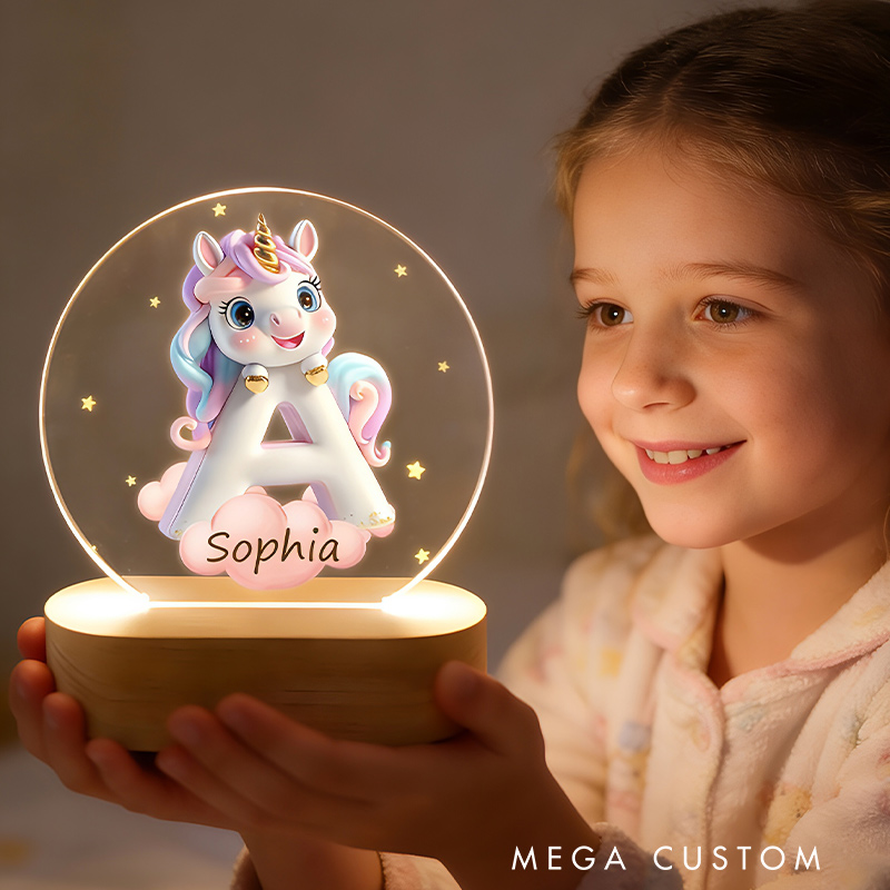 Personalized Initial Letter Custom Name Soft Glow Decorative Gift Magical Princess Style Cozy Nursery Room Dream Star Night Light