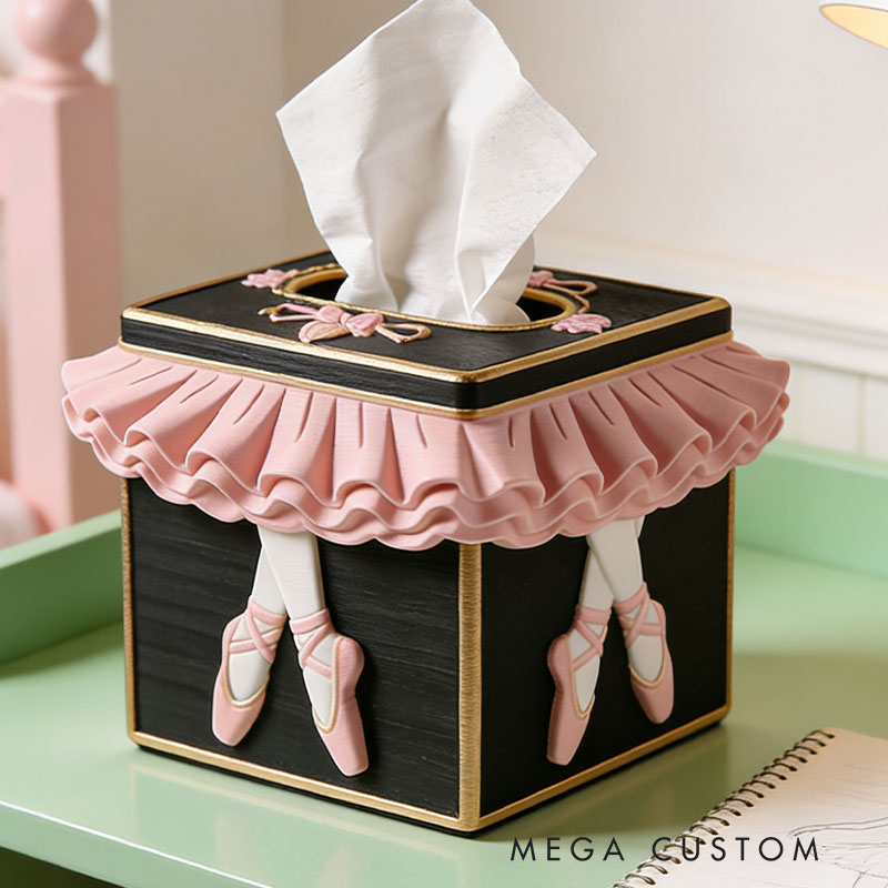 Ballet Tissue Box Cover 3D Printed Room Decor Cute Tissue Box Cover for Desk Room Kitchen or Bathroom
