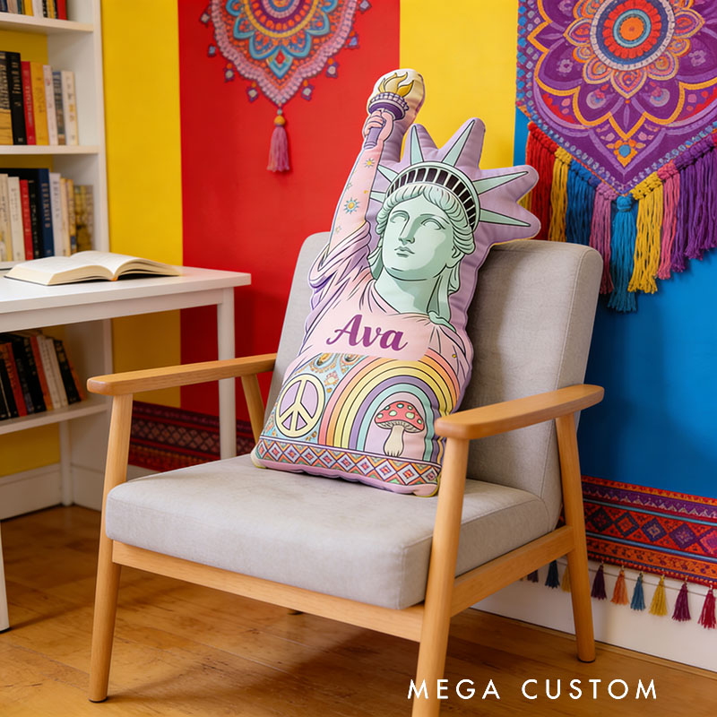 Personalized Statue of Liberty Shaped Pillow Exquisite Hippie Style Customized Name Pillow Perfect for Christmas Birthday Parties for Her for Kids