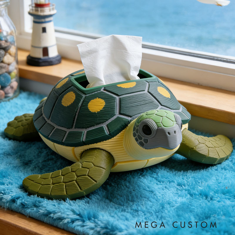 Sea ​​Turtle Tissue Box Cover 3D Printed Room Decor Cute Tissue Box Cover for Desk Room Kitchen or Bathroom