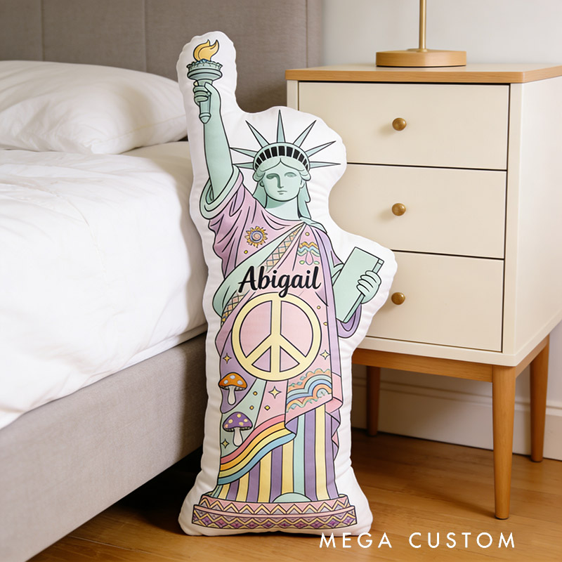 Personalized Statue of Liberty Shaped Pillow Exquisite Hippie Style Customized Name Pillow Perfect for Christmas Birthday Holiday for Her for Kids