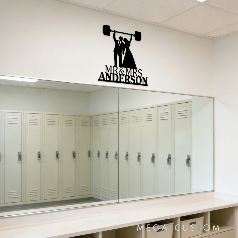 Personalized Gym Couple Metal Wall Art Custom Names Romantic Couple Design Unique Home Decor for Gym Lovers