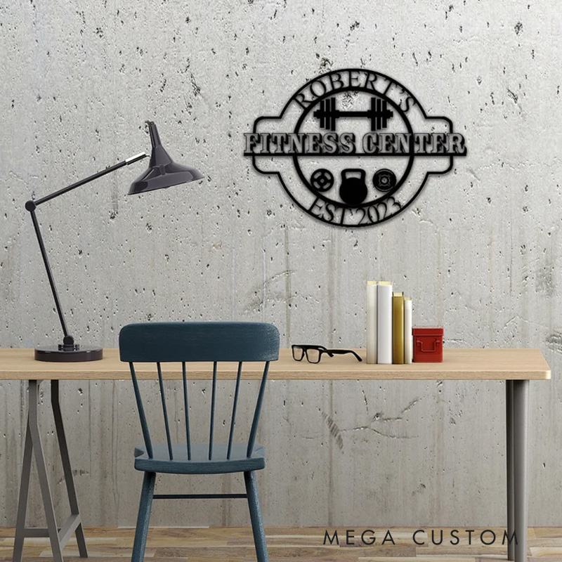 Personalized Gym Metal Sign Powerlifting Sport Metal Wall Art Gym Name Signs Cross Fit Sign Fitness Home Decor Father Day Gift for Gym Lovers