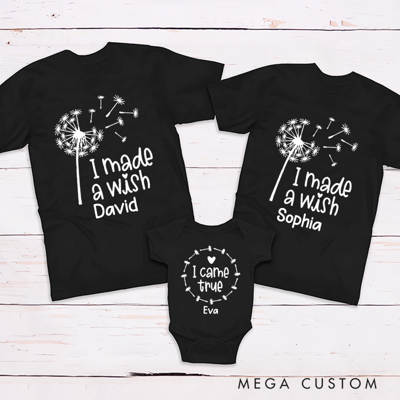 Personalized I Made A Wish Tee I Came True Wishes Family Matching Outfit Customize Family Names