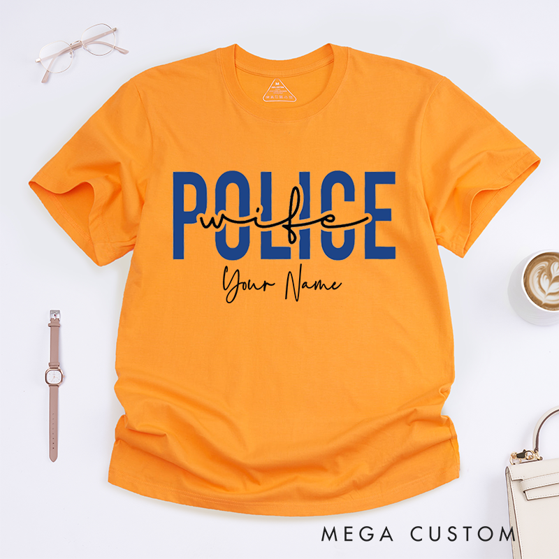 Personalized Policeman Wife with Minimalist and Elegant Style Design Gift for Wife Police Officer T-Shirt