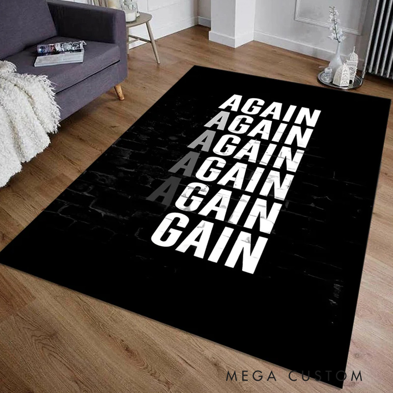 Personalized Gain Sports Rug Gym Design Rug Aesthetic Carpet Birthday Gift Fitness Rug Home Decor Washable Non Slip Doormat Gym Rug for Gym Lovers