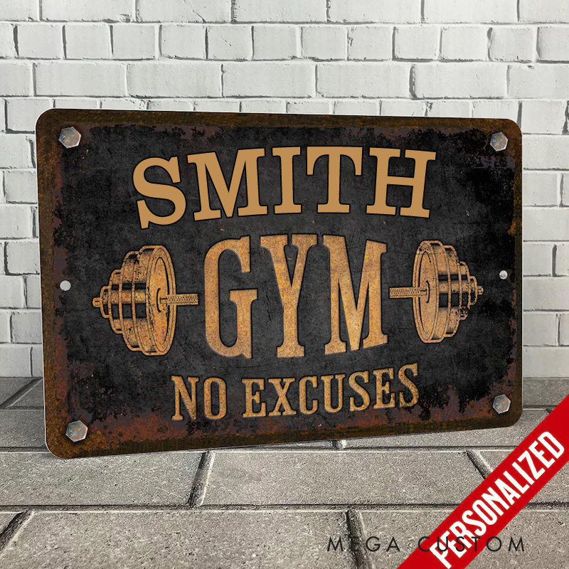 Personalized Home Gym Sign Metal Wall Door Signage Fitness Room Decor Vintage Retro Tin Plaque for Gym Lovers