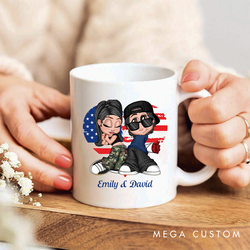 Personalized Great Husband Wife Mug Patriotic Couple Coffee Mug Valentine's Mug for Husband Wife Anniversary Gift for Him Her