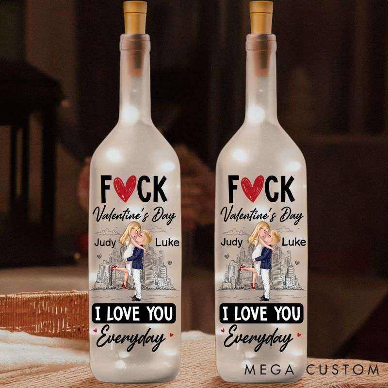 Personalized Couple Valentine's Bottle Light Custom F*cking Valentine's Day Bottle Light Couple Valentine's Gift Love Words Night Bottle Lamp