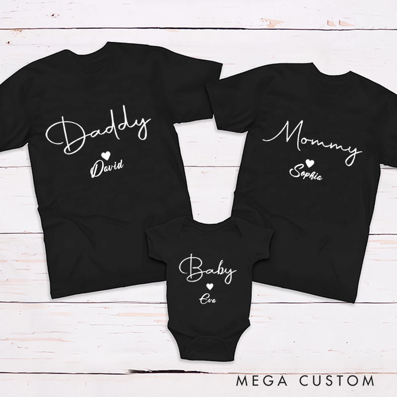 Personalized Daddy Mommy Sister Brother Baby Print  Family Matching Outfit Customize Family Names