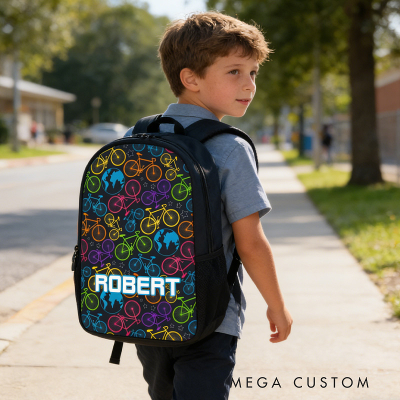 Personalized Custom Name for Kids Back to School Gift Bicycle Kids Boy And Girl Riding Bike for Riding Lovers