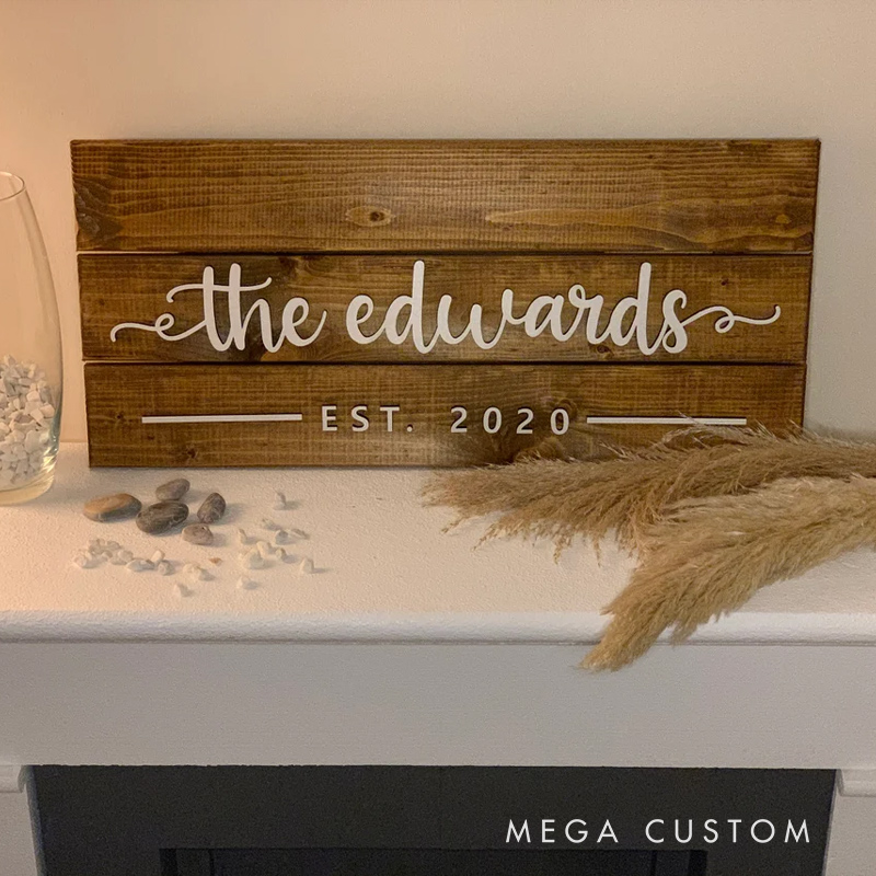 Personalized 3D Engraved Wood Name Sign Custom Names Dates Wedding Anniversary Housewarming Gift