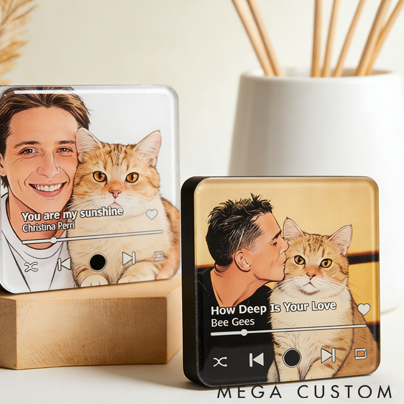 Personalized Pet Lover Photo Fridge Magnet Custom Music Fridge Magnet That Can Play Songs Gift