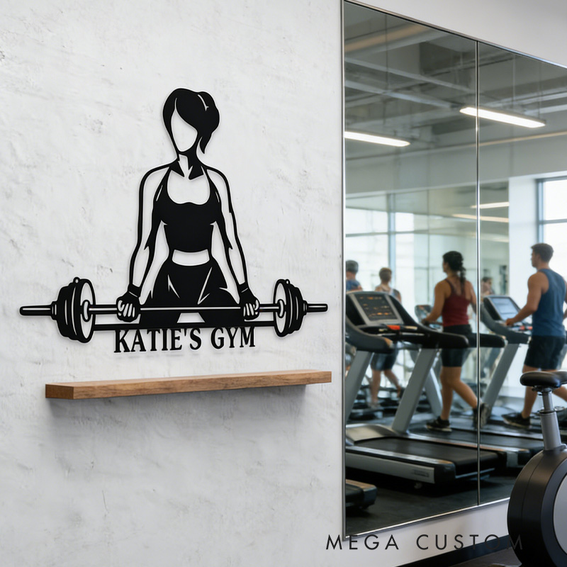 Personalized Metal Gym Sign Powerlifting Sport Metal Wall Art Gym Name Signs Custom Studio Sign Fitness Motivation Workout Inspiration Gift for Gym Lovers