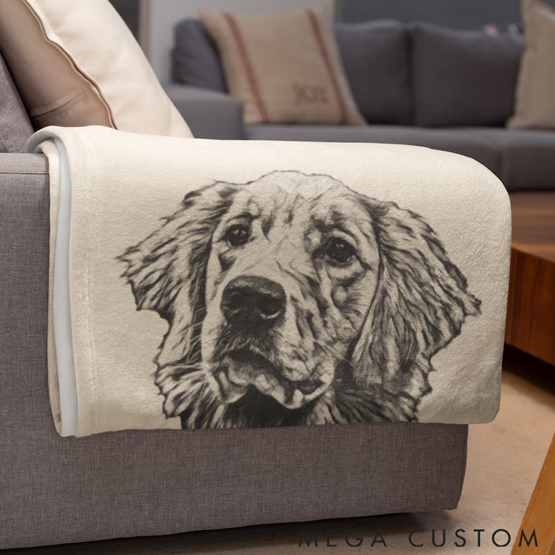 Personalized Pet Lover Custom Pet Pen Art Portrait Throw Blanket