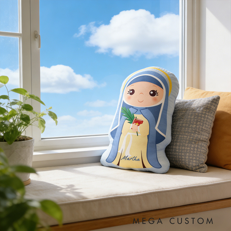 Personalized Saint Amelia Pillow with Custom Name Home Decor Catholic Gift Religious Gift for Women Graphic 3D Print Pillow