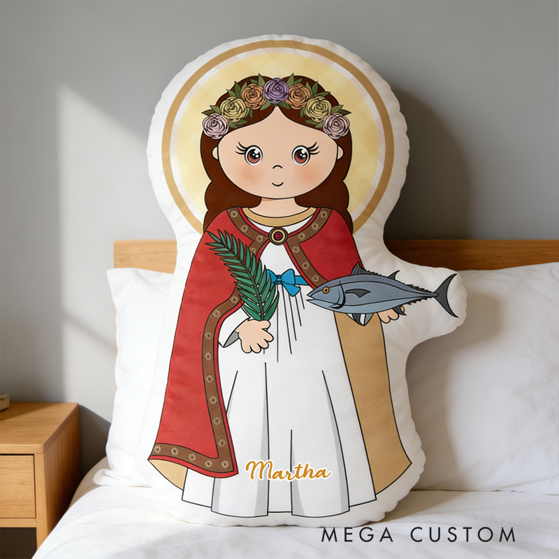 Personalized Saint Amelia Pray for us Pillow with Custom Name Home Decor St Amelia Pillow Catholic Gift Religious Gift for Women Graphic 3D Print Pillow