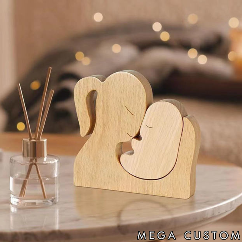 Personalized Wooden Puzzle Mother's Day Mom and Baby Theme Custom Text