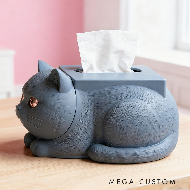 British Shorthair Tissue Box Cover 3D Printed Room Decor Cute Tissue Box Cover for Desk Room Kitchen or Bathroom