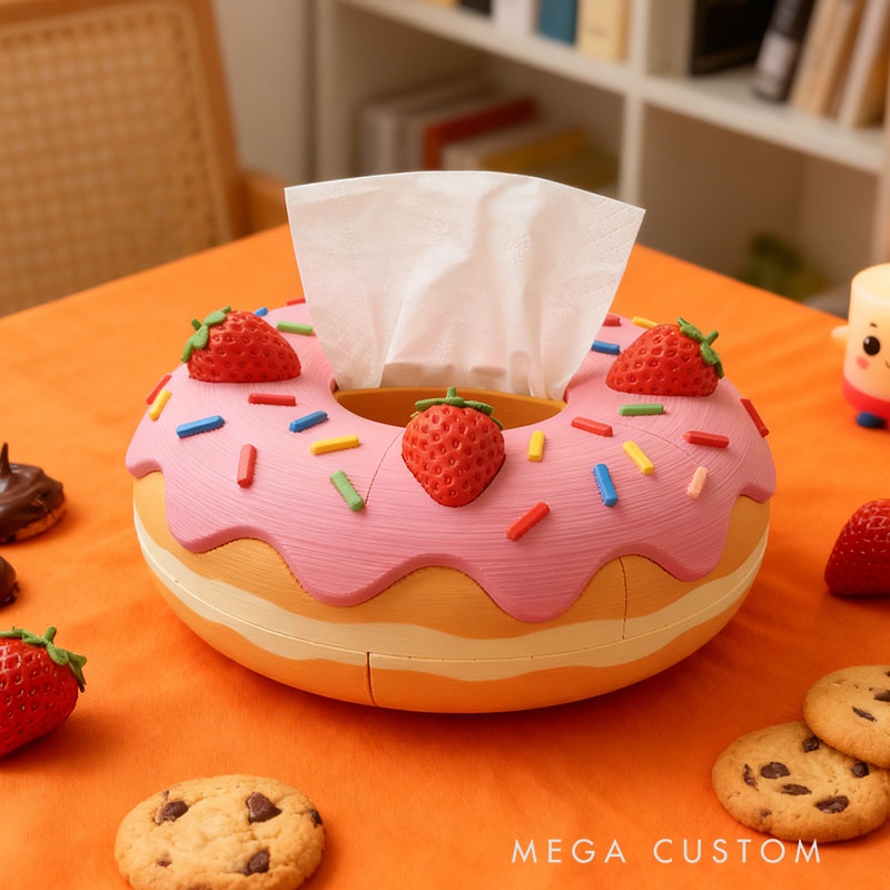 Doughnut Tissue Box Cover 3D Printed Room Decor Cute Tissue Box Cover for Desk Room Kitchen or Bathroom
