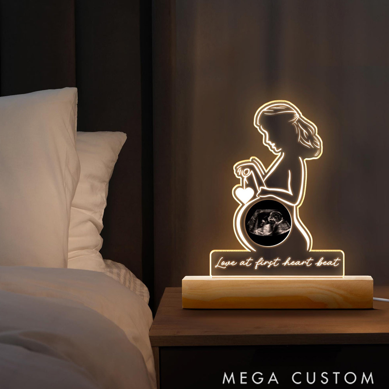 Personalized Ultrasound Photo Night Light Custom Pregnancy Keepsake Gift for Expecting Parents Baby Shower Gift for Mom