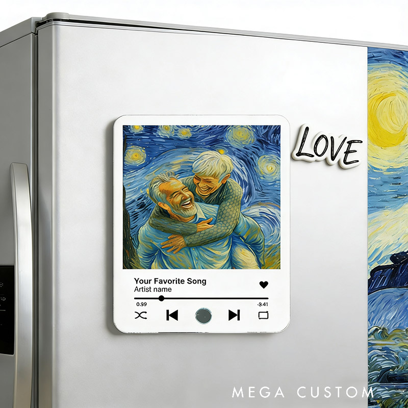 Personalized Photo Music Fridge Magnet That Can Play Songs Custom Couple Anniversary Wedding Giftsa and Valentine's Day Gift