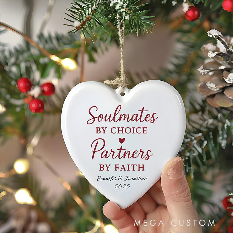 Personalized Soulmates by Choice Partners by Faith Ceramic Ornament with Name and Year Religious Gift Valentine's Gift Anniversary Gift
