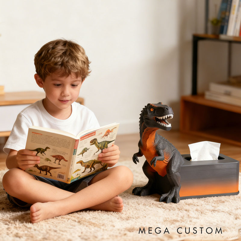 Dinosaur Tissue Box Cover 3D Printed Room Decor Cute Tissue Box Cover for Desk Room Kitchen or Bathroom