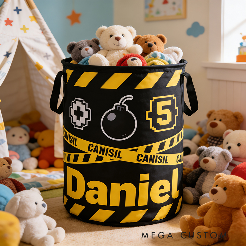 Personalized Cool Dog Game Collapsible Storage Basket for Laundry Toys Organizer Game Lover Dog Lover Gift for Kids