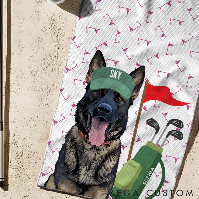 Personalized Pet Lover Custom Pet Golf Towel with Pet Photo Golf Towel