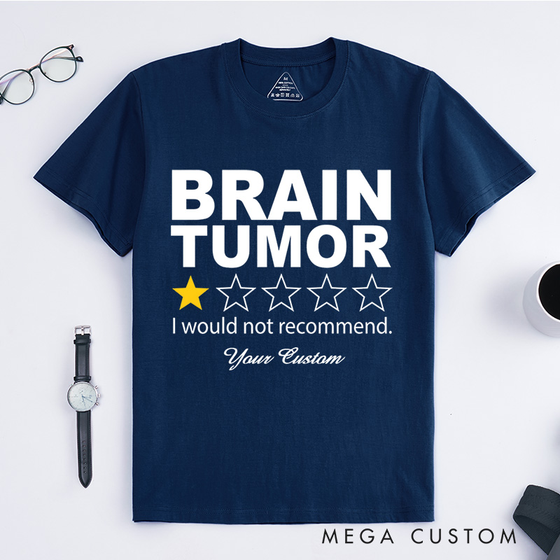 Personalized Brain Tumor Warrior Brain Cancer Support Survivor Gray Ribbon T-Shirt