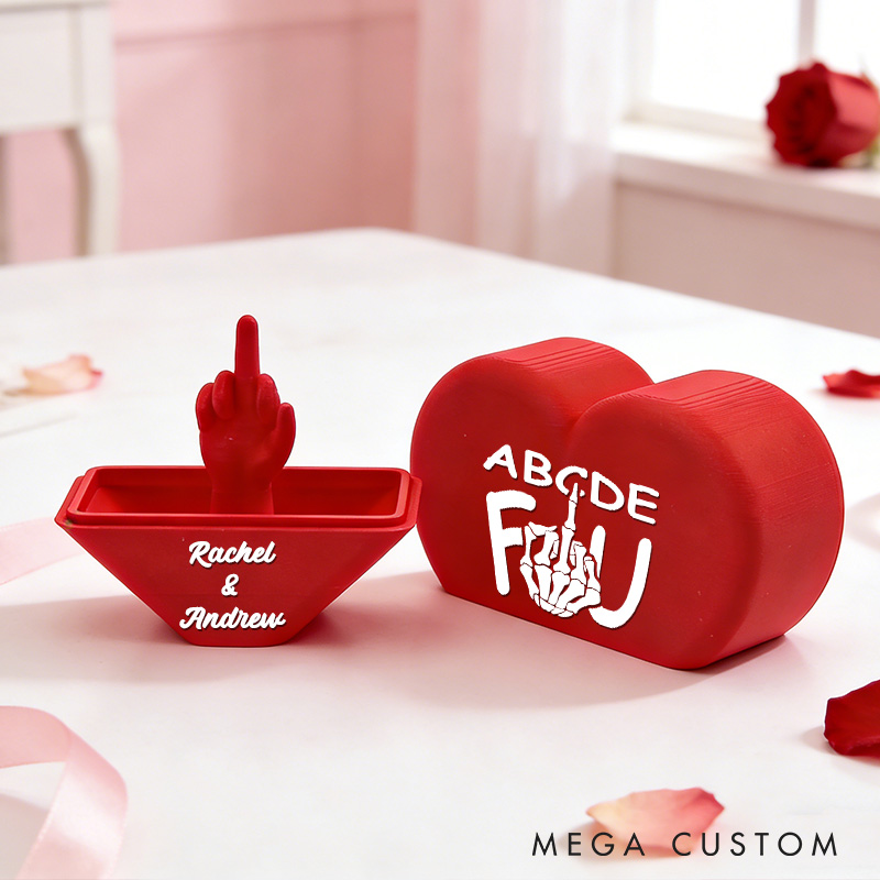 Personalized Heart With Middle Finger Gag Decor Funny Gag Gift Petty Ex Prank Anniversary Gift for Him Her Valentines Day for Boyfriend Girlfriend