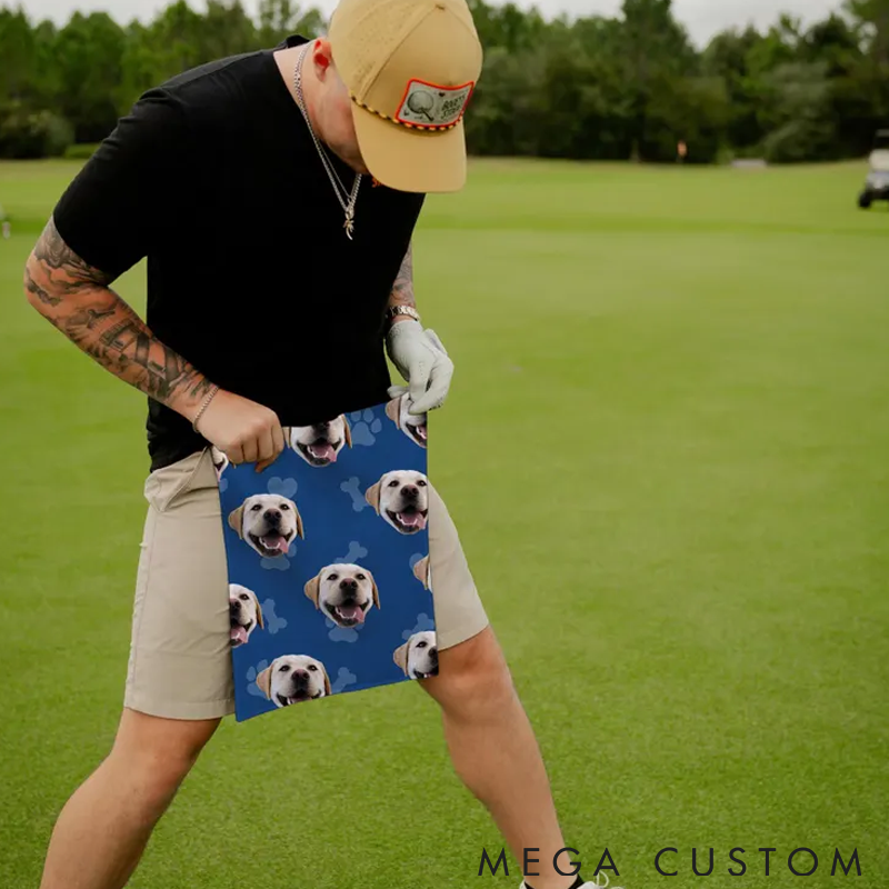 Personalized Pet Lover Funny Dog Face Photo on Golf Towel